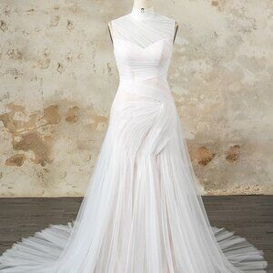 Custom Tulle Draped Dress with Nude Underlay